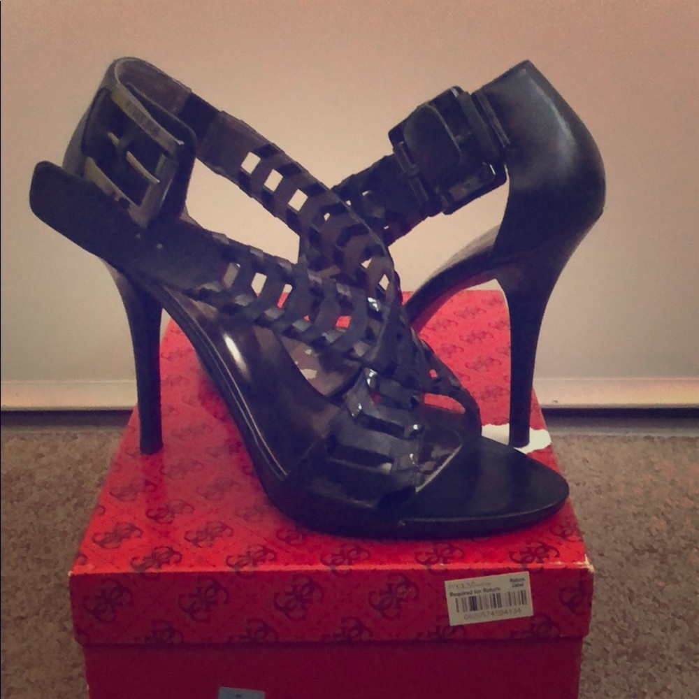 Guess Black Leather High Heels